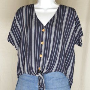 Front tie button-down blouse